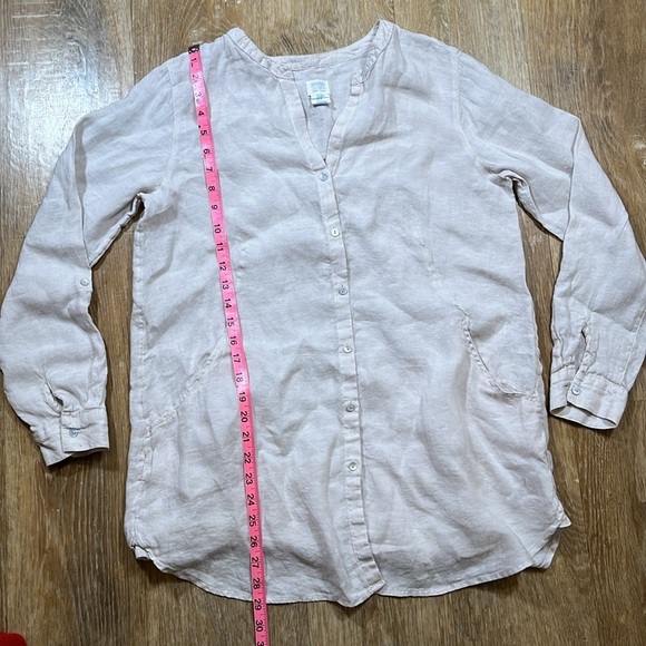 Sigrid Olsen 100% Linen Tunic Button Down Shirt Women's Medium M Pockets EUC - Picture 11 of 12